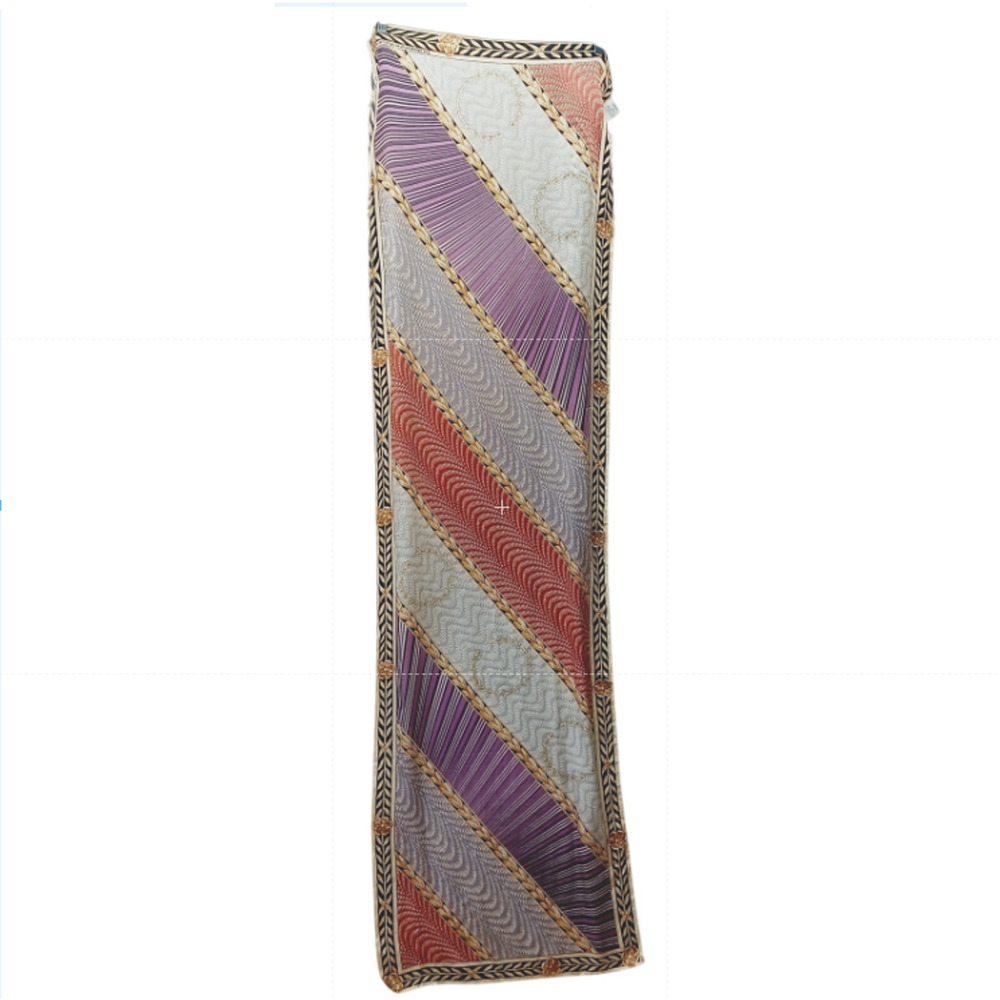Metropolitan Museum of Art Guilloche Stripes Silk Scarf Purple Orange 64x18 NWT
